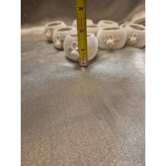 Vintage Velour Ivory Napkin Rings With Applique Set Of 8 - Picture 12 of 12